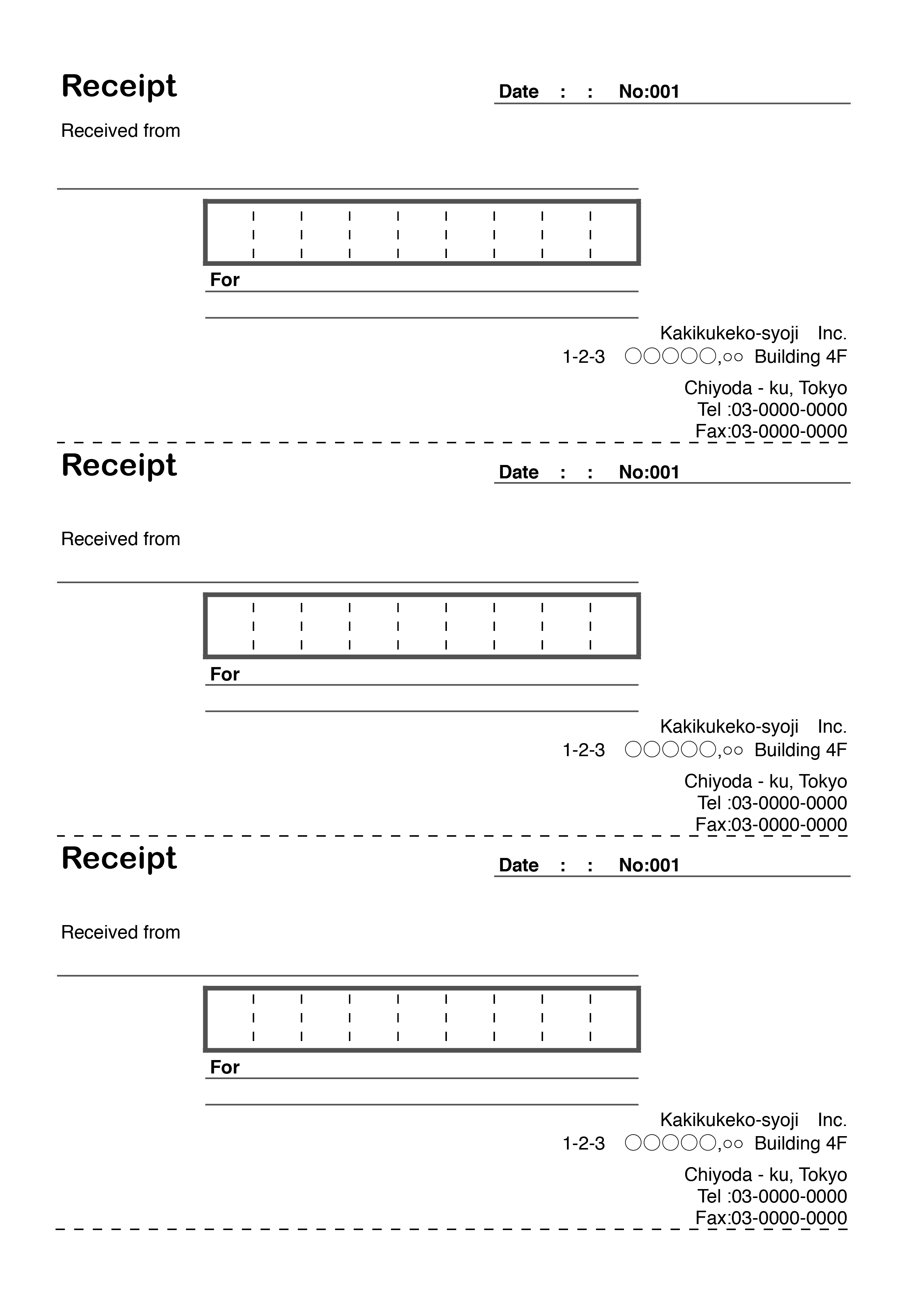 おしゃれな英字の領収書 Receipt テンプレート エクセル ナンバーズ 3枚つづり ブラック 無料テンプレート Mac Windows ひな形ジャーナル