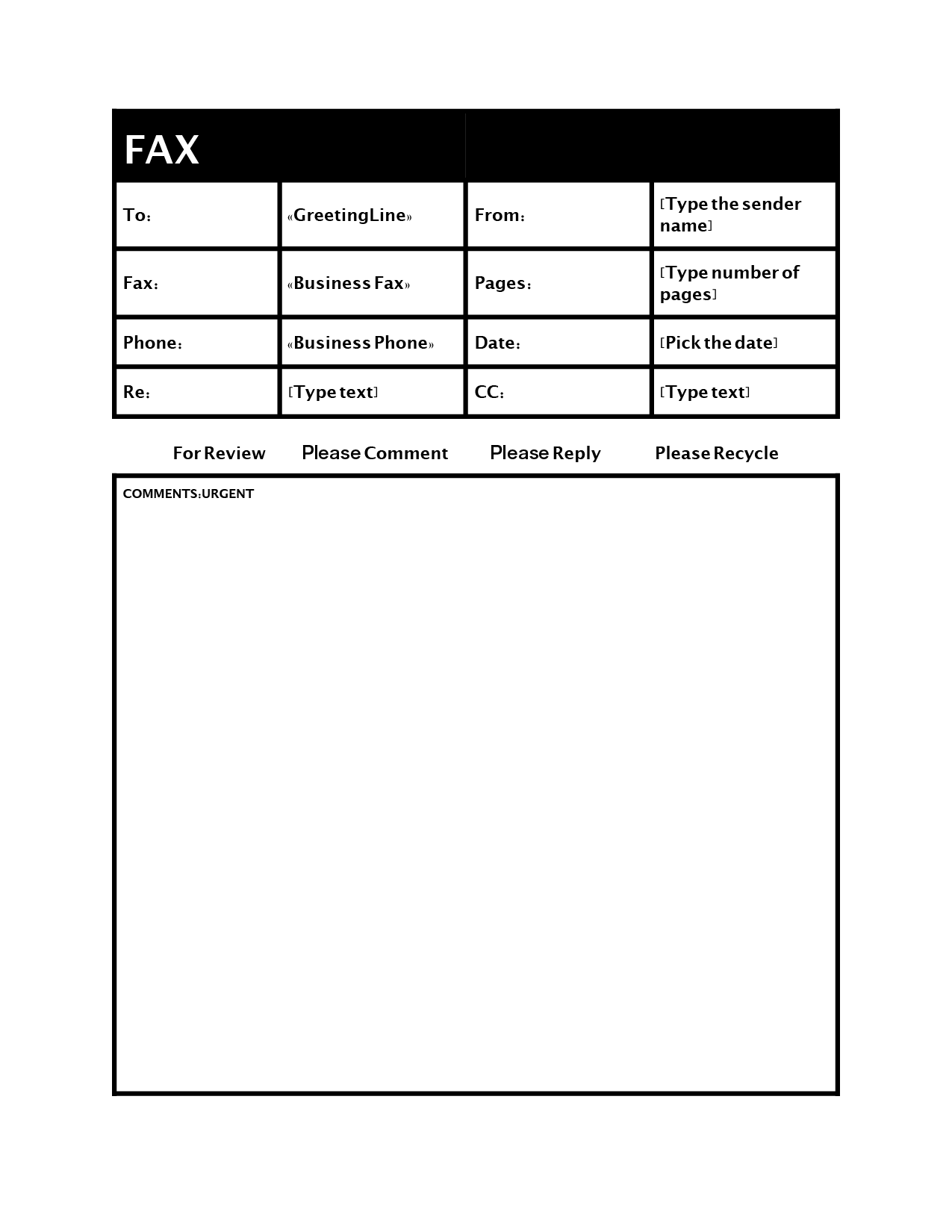 FAX送付状 / Fax Cover 英語のテンプレート（ワード、ページズ）